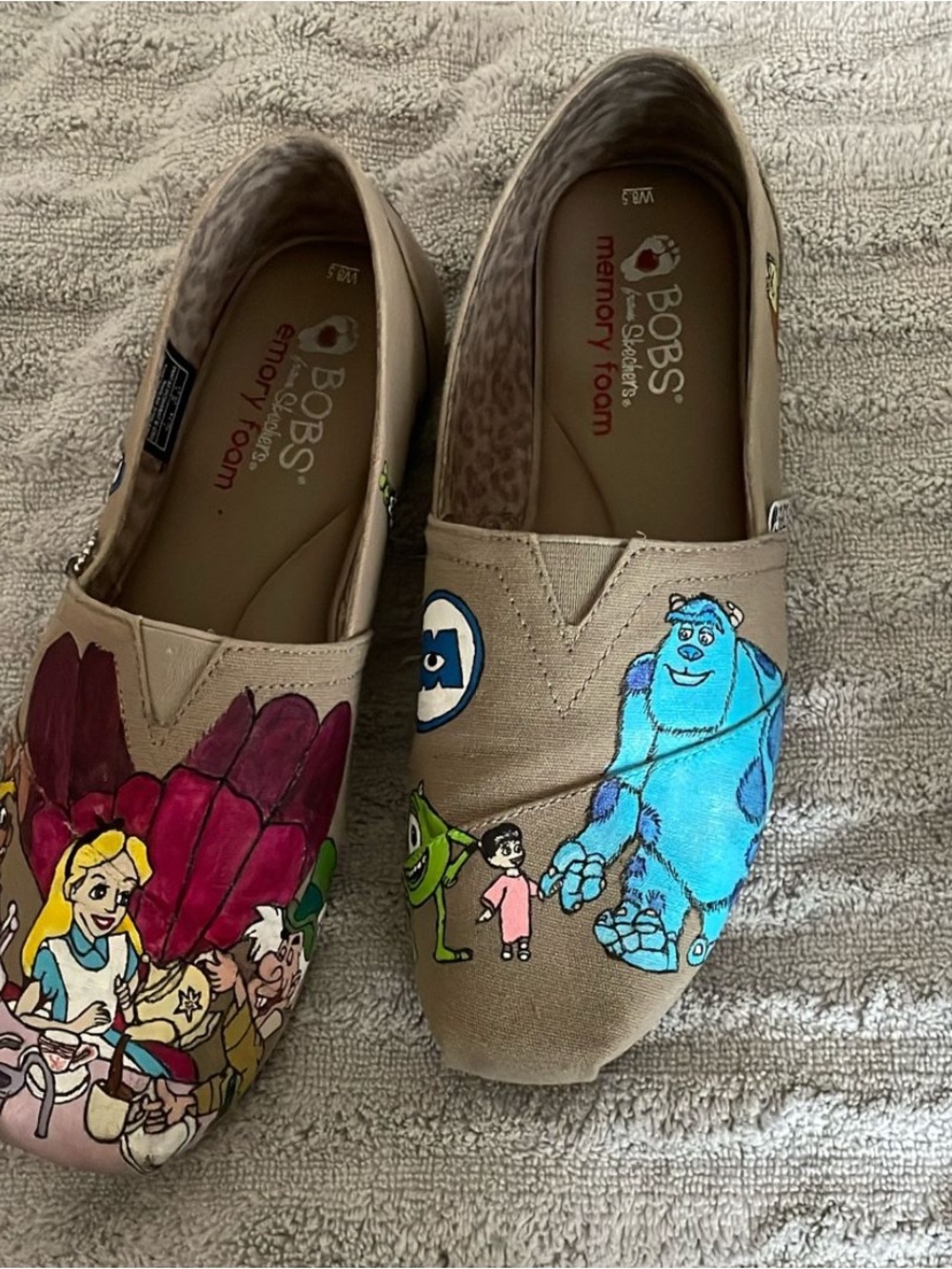Bob's  Beige Slip-On with Hand-Painted Disney and pixar character!!